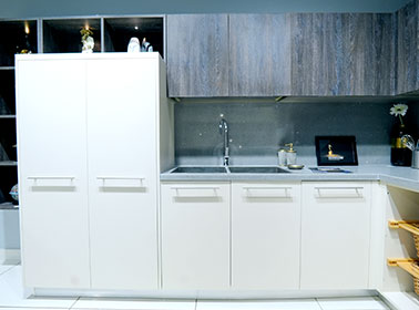 DreamNest Interiors showcase – modular kitchen and wardrobe display in Vijayawada