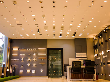 Hybec indoor ceiling lighting design – DreamNest Interiors Vijayawada